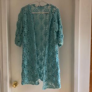 All hand crocheted cotton kimono cardigan